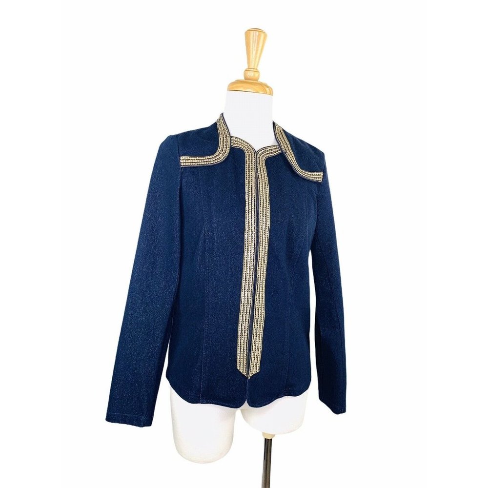 BOB MACKIE Designer VNTG Military Denim Jacket Blazer NWT - Picture 4 of 10